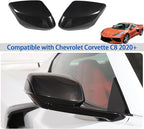 Door Rear View Mirror Cover Cap Compatible with Chevrolet Corvette C8 2020-2026, ABS Side View Mirror Cover, Auto Door Rearview Mirror Protective Trim Cap 2Pcs (Carbon Fiber Pattern Black)