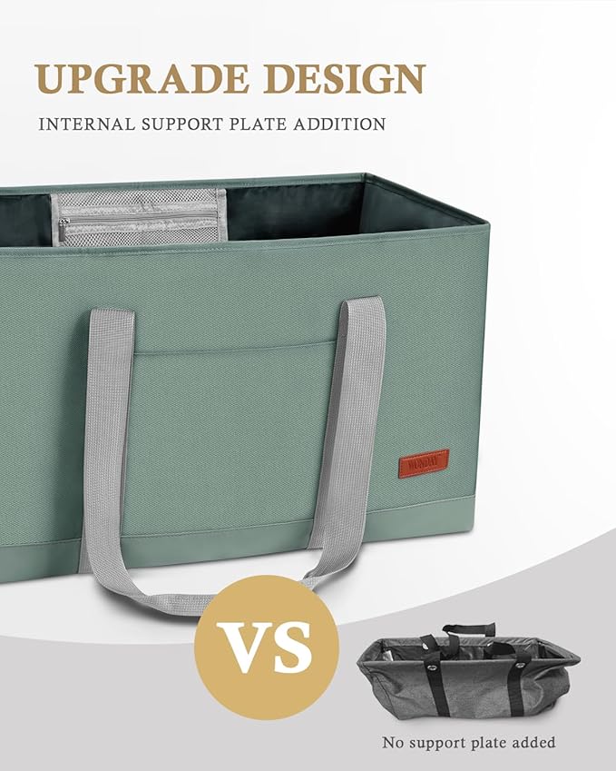 WONDAY Extra Large Utility Tote Bag - Standing Reusable Grocery Bag with Handle