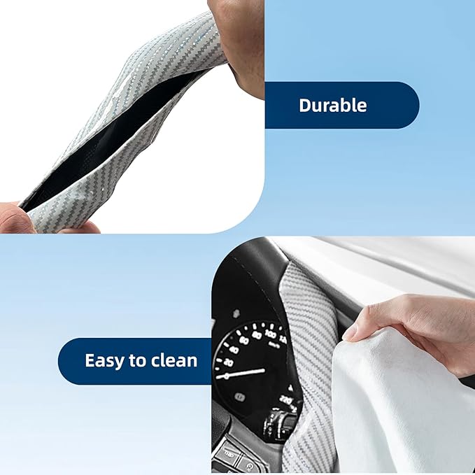 Carbon Fiber Steering Wheel Cover with Anti-Slip Lining and Segmented Design 2pcs Universal Steering Wheel Protector for Men 