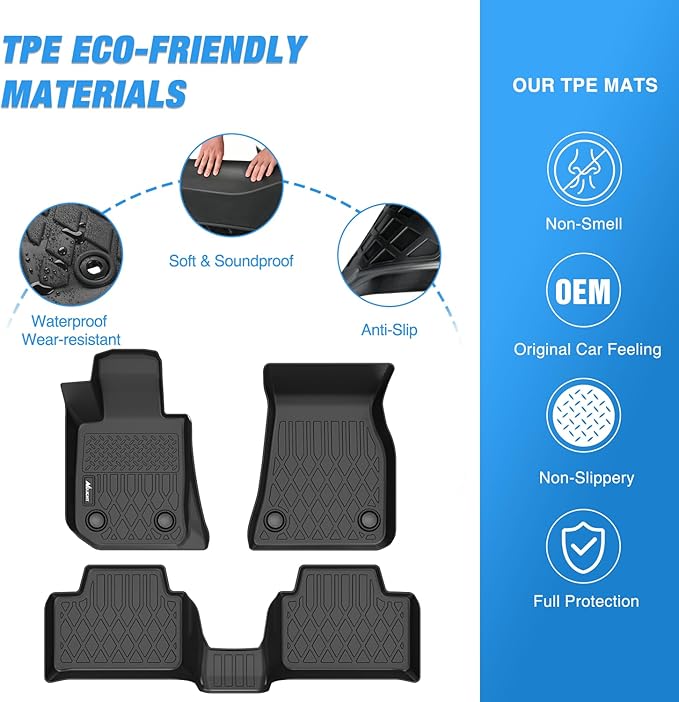 Nilight TPE Floor Mats for BMW 3 Series G20 330i 330i xDrive RWD Sedan Only 2019 2020 2021 2022 2023 2024 2025 All Weather Custom Fit Heavy Duty Floor Liners