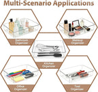 7Pack Desk Drawer Organizers, 6"*9" makeup acrylic drawer organizer trays for vanity, bathroom, office, nightstand, junk for 