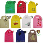 10PCS Folding Shopping Bags Reusable Shopping Tote Bags Compact Eco Periodic Duty Recycling Use Shopping Bags (Animals)