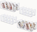 Clear Acrylic Kids Shoe Rack for Closet Organizers and Storage | 4 Pack Small Shoe Rack 4 Sections Toddler Baby Shoe Storage 