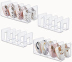Clear Acrylic Kids Shoe Rack for Closet Organizers and Storage | 4 Pack Small Shoe Rack 4 Sections Toddler Baby Shoe Storage 