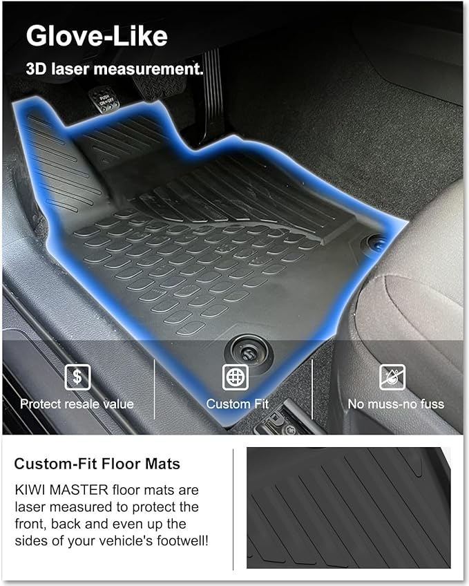 KIWI MASTER Floor Mats for 2018-2024 Toyota Camry, OEM Replacement ‎PT908-03180-20, Custom Fit All Weather Car Mats, Heavy Duty TPE Floor Liners, Front & Rear 2 Row, Black