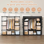 Portable Closet for Hanging Clothes 57.3 Inch Large Capacity Wardrobe Closet with Cover, 8 Pockets and 1 Hanging Rod, Easy As