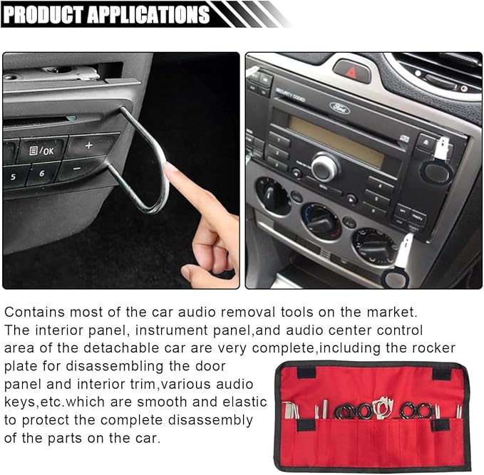 20PCS Car Radio Removal Tool Kit, Professional Tooling Car Audio Stereo CD Player Removal Key Kit, Universal Radio Removal Pr