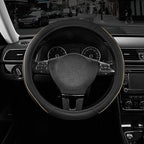Road Comforts Leather Steering Wheel Cover with Decorative Trim and Piping, Anti-Slip Breathable Design, Fits 14.5–15 Inch Ro