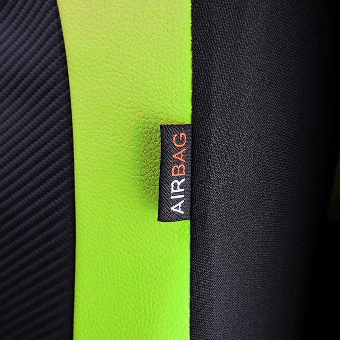 Flying Banner car seat Covers Protects Water Proof Faux Leather Carbon Fiber Fronts Fluorescence Green Black (Fluorescence Gr