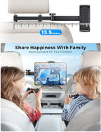 eSamcore Headrest Tablet Holder for car, Back Seat [3 in 1 Extension Arm] Fit iPad Car Mount Road Trip Essentials for Kid Backseat Car Accessories for 4.7"-11" iPad Pro, Air, Mini, Fire HD Tablet