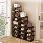AFOORD Vertical Shoe Rack-Tall Narrow Shoe Rack Organizer for Small Spaces,17Tier Bamboo Shoen Shelf for Entryway,Closet,Corn