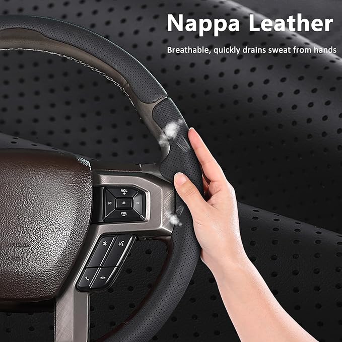 Steering Wheel Cover for Ford F150 2015-2020/ F250 2017-2022/ F350 2017-2022/ F450 2017-2022/ F550 2017-2022/ Ford Expedition 2018-2021 Steering Wheel Protector for Ford Steering Wheel Accessories