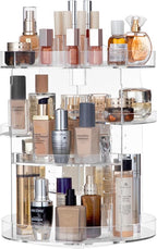 HBlife 360 Rotating Makeup Organizer Plus Size Adjustable Carousel Large Capacity Revolving Perfume Organizer Skincare Organi