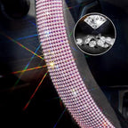 New Diamond Leather Steering Wheel Cover with Bling Bling Crystal Rhinestones, Universal Fit 15 Inch Car Wheel Protector for 