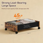 Under Bed Storage with Wheels, Wooden Under Bed Drawers On Wheels, Rolling Under Bed Shoe Storage, Space Saving, Rustic Brown