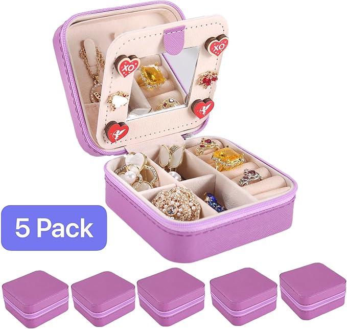 KElofoN Travel jewelry case Travel jewelry box Travel Jewelry Organizer Small Jewelry Organizer Box for Girls Women with Mirr
