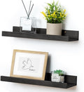 Picture Ledge Shelf for Wall, 16 inch Solid Pine Wood Nursery Book Shelves 2 Packs, Floating Ledge Shelves for Kids' Room Bed