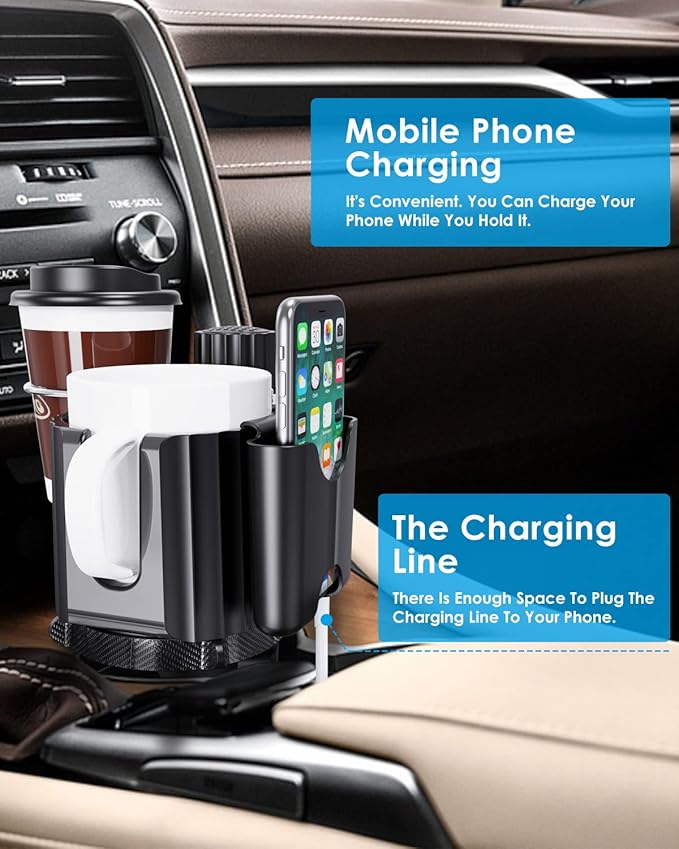 Car Cup Holder Expander Adapter for Large Water Cups,2 Drink Bottles,Cup Coffee Bottles,NATGIC 4-in-1 Cup Holders Expander fo