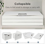 Graciadeco Large 17" 36 Quart Collapsible Stackable Storage Bins with Lids, 5 Packs White Linen Fabric Closet Boxes with Lids