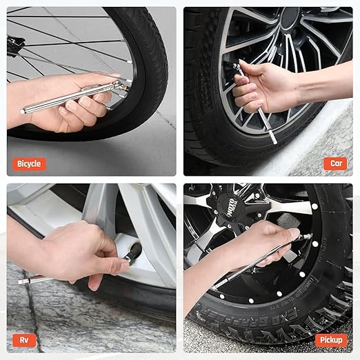 ETENWOLF Pencil Tire Pressure Gauge 6 Pack (10-50PSI, 20-120PSI) with Tire Caps Calibrated to ANSI B40.1 Grade B(2%), Stainless Steel Body, for Cars, Pickups, RVs, Bicycle