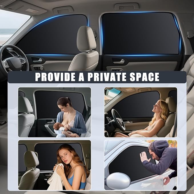 ZATOOTO Car Window Shades for Tucson 2021-2024, 4 Pcs Magnetic Car Window Covers - 100% Block Light Privacy Curtains, Side Window Sun Shade for Baby Breastfeeding, Sleeping, Camping