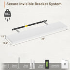 Vivelove 10 in Deep Floating Shelves for Wall, 36" x 10.2" x 1.5" Shelves for Room Wall Mounted, 1.5 Inch Thick Shelf for Bat