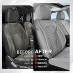 Coverado Full Set Car Seat Covers, Luxury Faux Leather Waterproof Seat Covers, Gray Car Seat Protectors, Universal Fit, Leath
