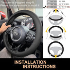 PINCTROT Large Size Nappa Leather Steering Wheel Cover, Slim Fit No Bulk Design, One Piece Leather with Breathable Perforatio