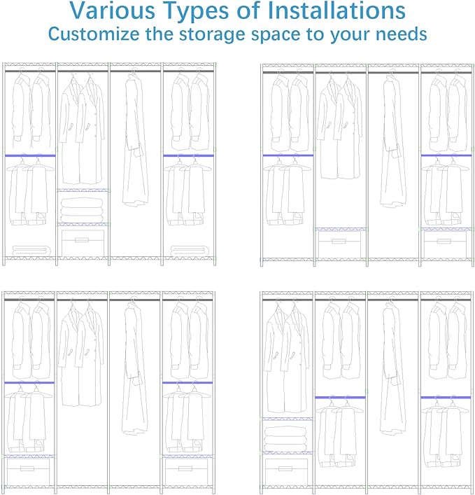 VIPEK V40C Covered Clothes Rack Heavy Duty Clothing Rack with Cover, Custom Freestanding Closet Portable Wardrobe Closet for 