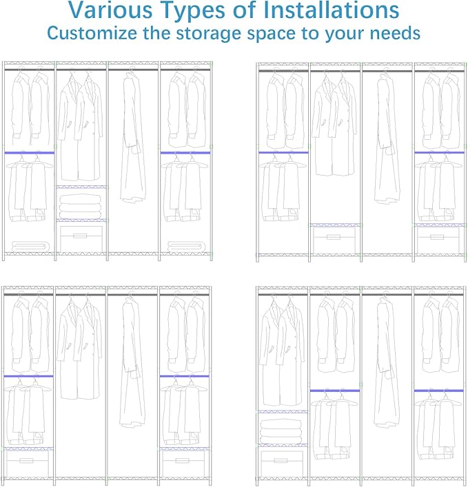 VIPEK V40C Plus Heavy Duty Clothes Rack with Oxford Fabric Cover, Extra Large Covered Clothing Rack for Hanging Clothes Porta