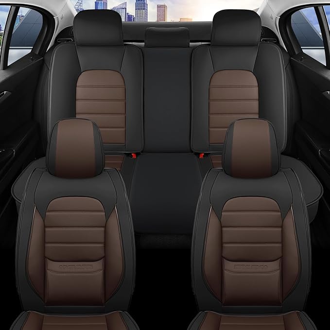 Car Seat Covers Full Set, 5 Seats Universal Leather Seat Covers for Cars, Waterproof Front and Rear Seat Cover, Breathable Au