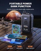 Car Battery Jump Starter with Air Compressor 160PSI,5000A 60W Portable Jump Starter Battery Pack (All Gas/10L Diesel),12V