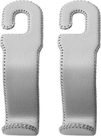Leather Car Seat Hooks - U-Shaped Purse Holder for Car, Fully Leather-Wrapped Headrest Hooks for Purses, Bags & Coats, Durable Seat Back Organizer for Travel & Daily Use (Gray, 2 Pack)