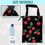 Car Garbage Bag Bright Red Cherries Hanging Canvas Car Trash Bag Drawstring Car Back Seat Organizer for Car Back Front Seat Console with Adjustable Buckle