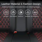 Huidasource Rear Bench Car Seat Covers, Split Back Leather Seat Cover Velcro Adjustable, Compatible with Armrests, Seat Belts