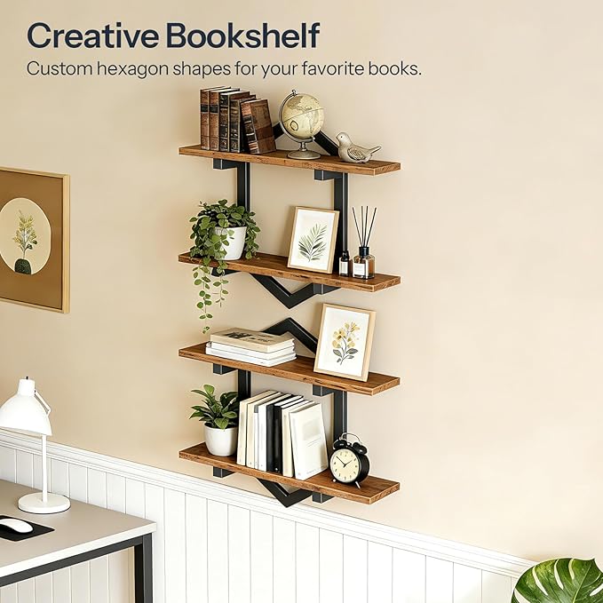 HOOBRO Floating Shelves and Console Table Bundle, 15 Inch Wall Shelf Set of 2, 15.7" Entryway Table with Storage, BF13BJP201-
