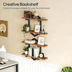 HOOBRO Floating Shelves, Wall Shelf Set of 2, Wall Mounted Storage Shelves 2-Tier, Hanging Bathroom Shelves, for Living Room,