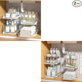 Delamu 2 Sets of 2-Tier Multi-Purpose Bathroom Under Sink Organizers and Storage and 2 Sets of 3-Tier Bathroom Under Sink Org