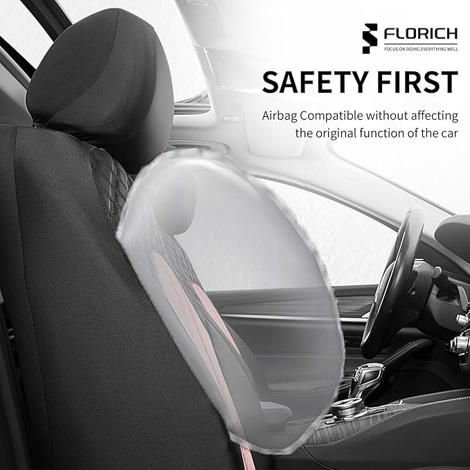 FLORICH Seat Covers Front Seats Pink Seat Cover 2 Pack Leather Mesh Automotive Car Seat Cover Breathable Durable Car Interior