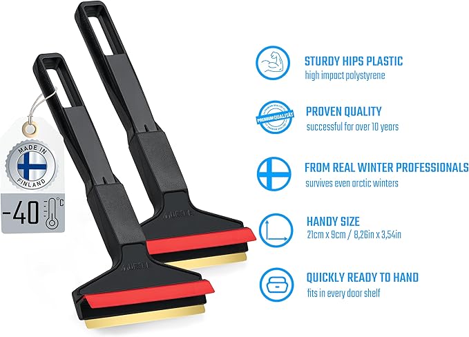 L&P Car Design A053-2 Pack Ice Scraper Brass Blade Original Murska from Europe 100% Quality Winter Goods Automotive Black Red