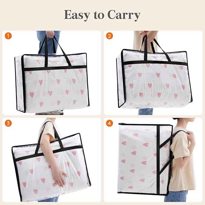 Lifewit 6 Pack Clear Clothes Storage Bags, 75L Plastic Blanket Storage Bag, Vinyl Foldable Moving Bags with Zipper, Closet Or