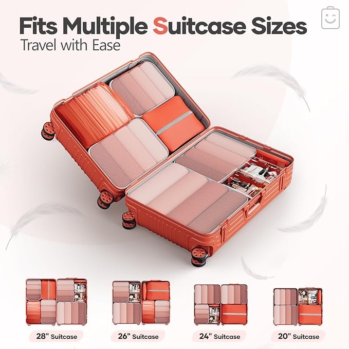 Veken 9/11 Set Compression Packing Cubes for Travel Essentials,Compressible Expandable Large Luggage Suitcase Organizer Bags 