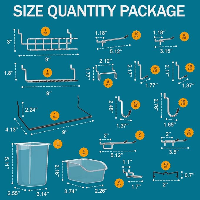 Peg Board Kit, Includes Pegboard and Accessories,with Hooks and Bins,Peg Board Wall Organizer for Office,Ornaments Display,Cr