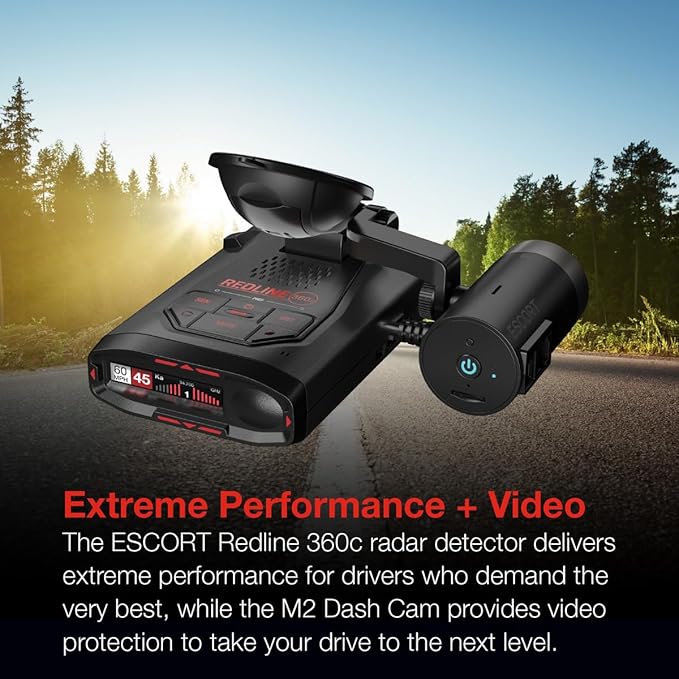 Escort Redline 360c Laser Radar Detector & Escort M2 Smart Dash Cam Bundle - HD Video, Extreme Range, AI Assisted Filtering, 