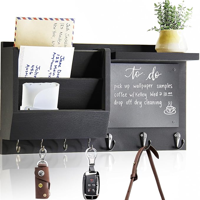 Ziivita Key Holder for Wall - Mail Holder Organizer Wall Mount with Shelf - Hanging Key Rack Hanger with Hooks Decorative for