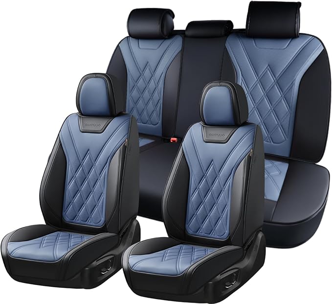 Coverado Car Seat Covers Full Set, Seat Covers for Cars, Front Seat Covers and Back Seat Cover Waterproof Leather Automotive 