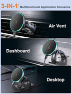MOKPR for iPhone Magsafe Car Mount Charger, Wireless Car Charger Magnetic Car Phone Holder for Dash Air Vent-LED HandsFree Car Mount Fast Car Charger for iPhone 17/16/15/14/13/12 Series