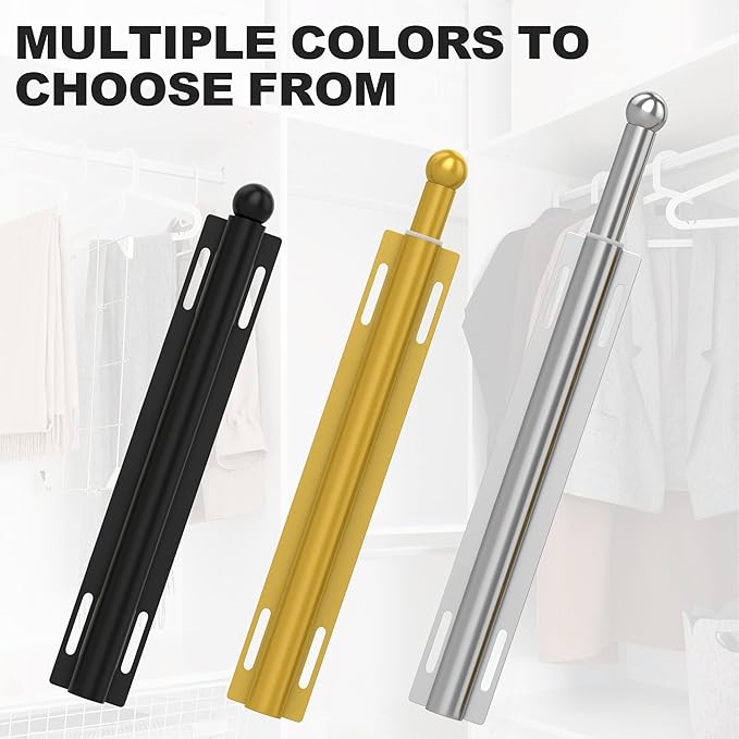 2 Pack Valet Rod for Closet Retractable, 13.4"-23.2" Pull Out Clothes Hanger Rail, Heavy Duty Alloy Steel Side Mount Wardrobe