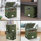 DocSafe File Box with Lock,Multi-Layer Fireproof Document Box Collapsible File Storage Organizer with Pockets/Handle,Portable