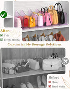 SURETIVIAN Rose Purse Dividers for Closet, 2 Pack Clear Clutch Purse Closet Organizers, Adjustable Handbag Storage Organizers